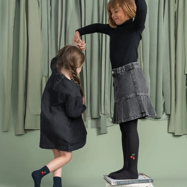 Footed Tights “Cherry Heart” | ZUBII - CapuletKids