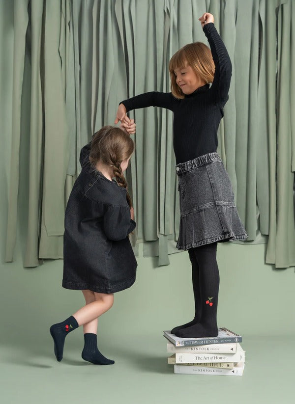 Footed Tights “Cherry Heart” | ZUBII - CapuletKids