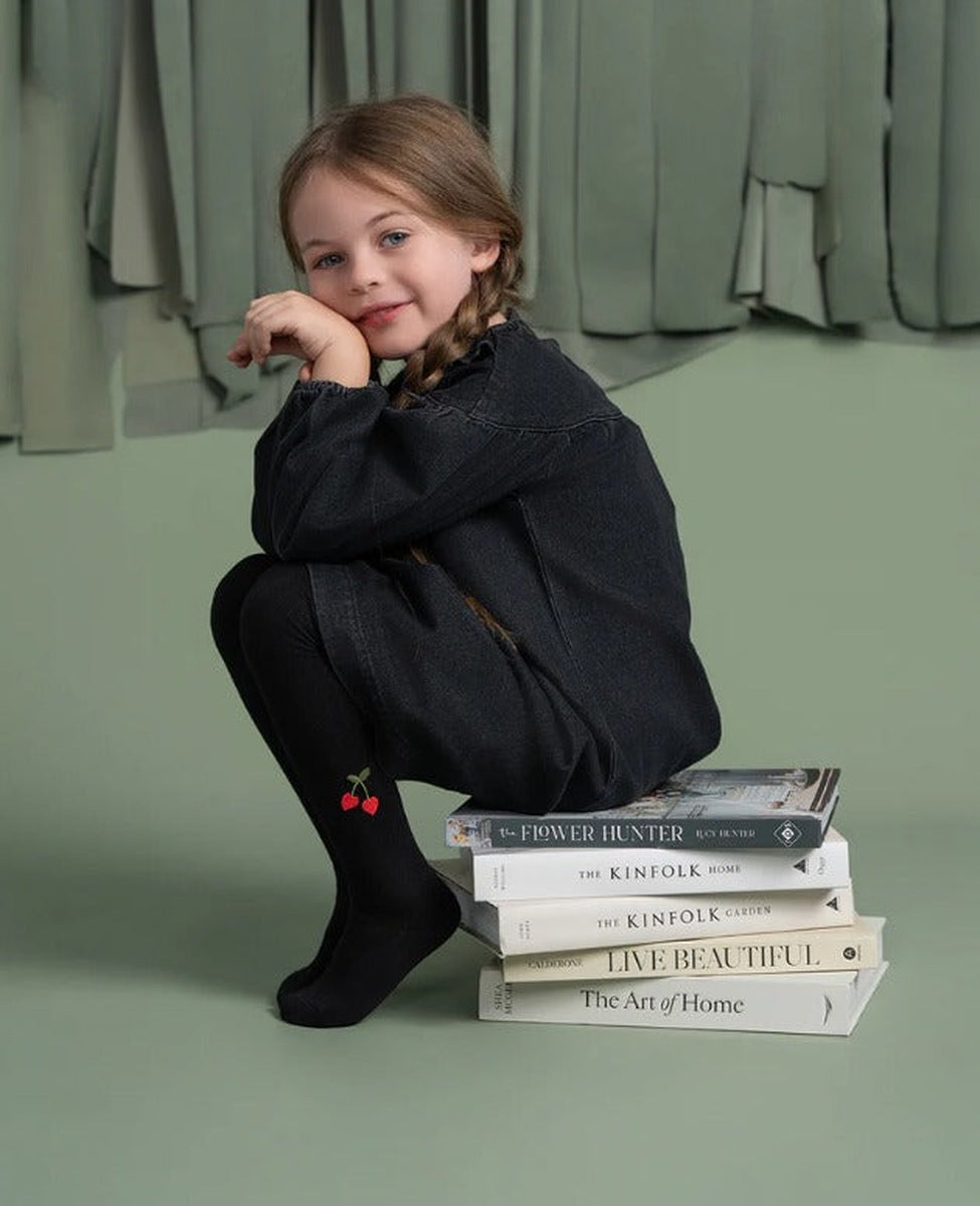 Footed Tights “Cherry Heart” | ZUBII - CapuletKids