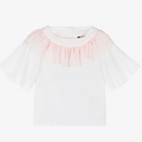 White & Pink Chiffon Blouse | PICCOLA SPERANZA