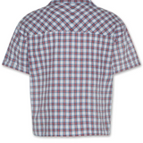 Blue and white checked blouse with short sleeves from the brand AO76 .