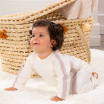 Bebe Sweeny ribbed cotton babygrow, pink trim detail