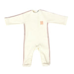 Bebe Sweeny ribbed cotton babygrow, pink trim