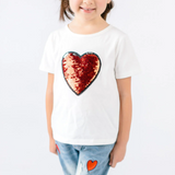 Cotton Tee with Heart or Star Sequined Patch