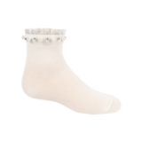 Socks Pearl/Stud Ruffle Ankle