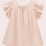 Polka Dot Girl's Dress With Ruffle Sleeves/ Rose Color