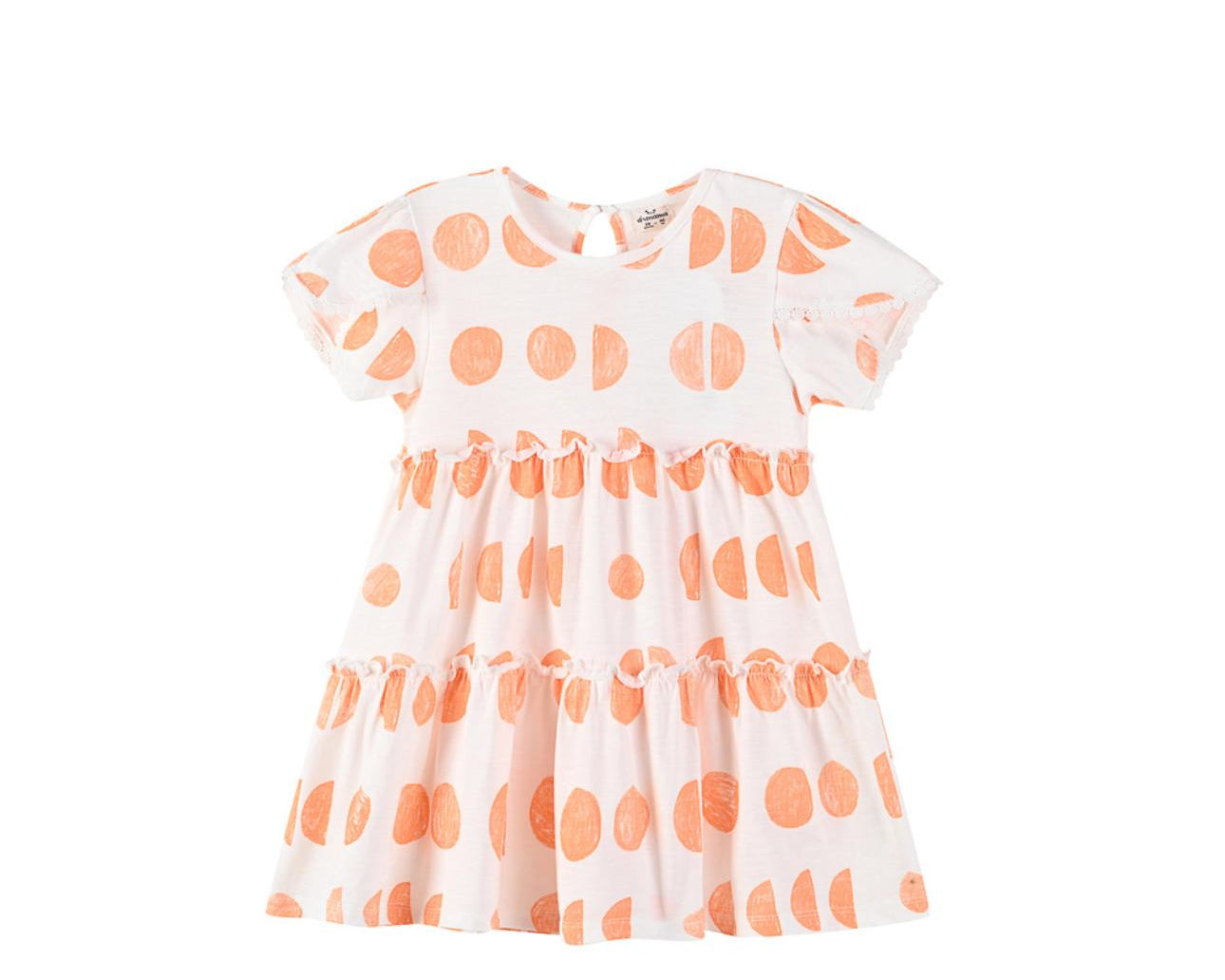 Cotton Girl Dress Orange Pattern