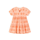 Cotton Girl Dress Orange Pattern