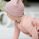 Children's hat made of knitted cotton, elastic! Made in PL: Beige / 3-5 yo