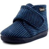 Corduroy Hook & Loop Strap Slipper “navy” | CIENTA