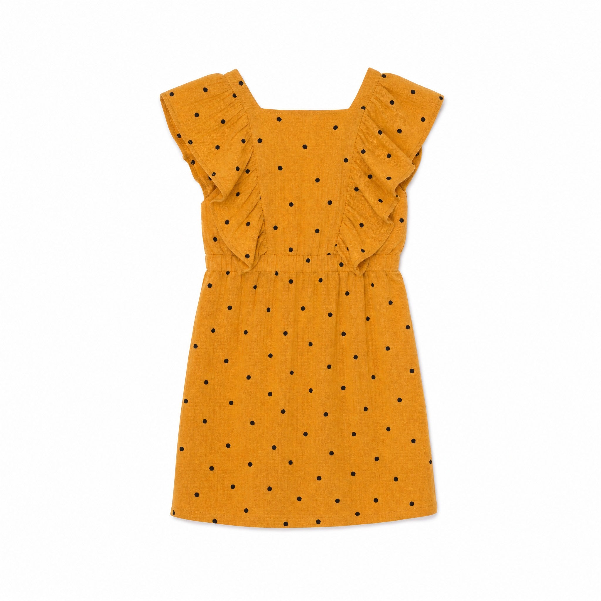 A Monday in Copenhagen Agatha Muslin Dress, Golden Yellow, back view