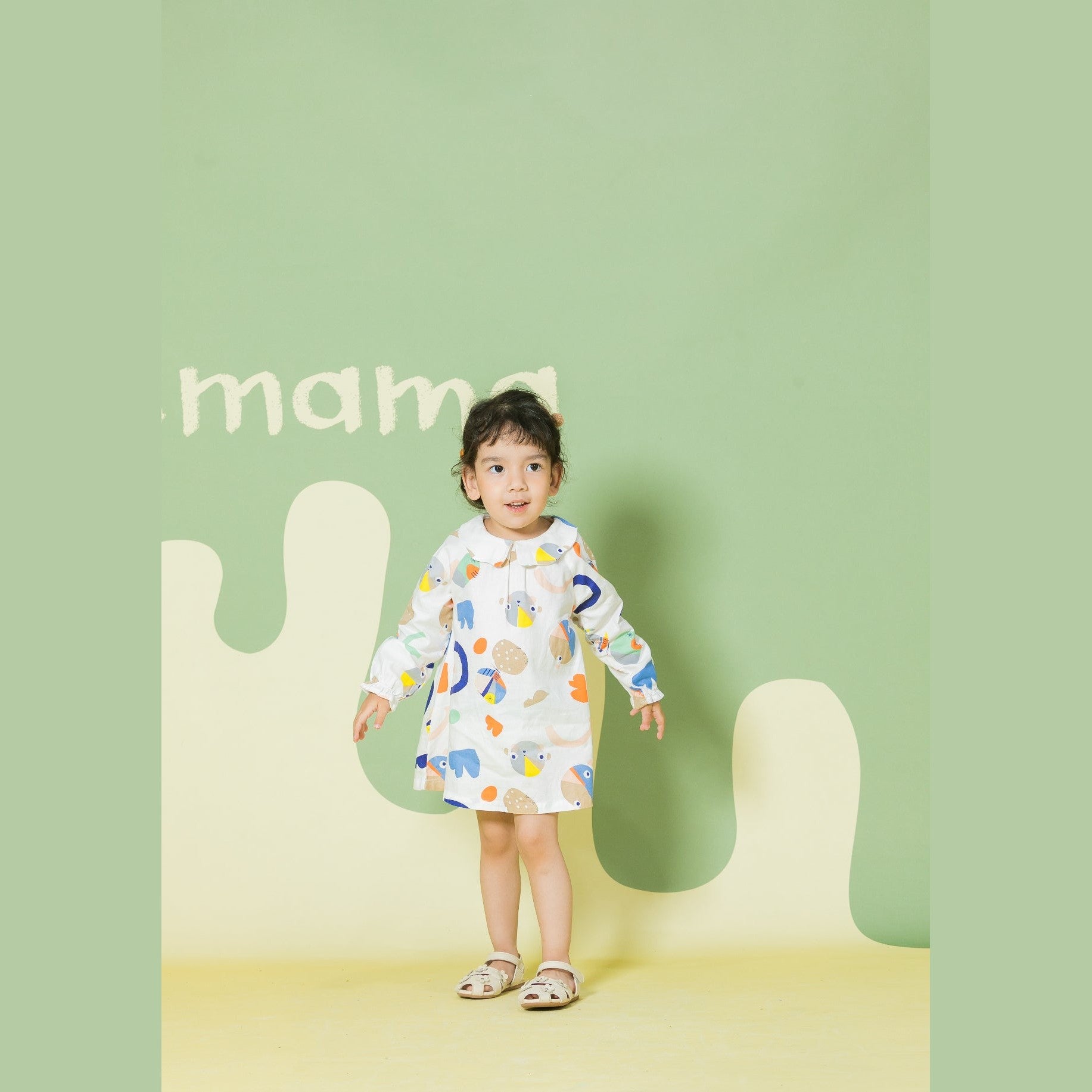 Aimama Abstract Print White Dress