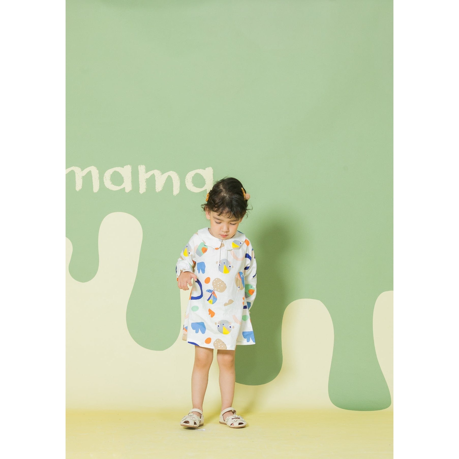 Aimama Abstract Print White Dress