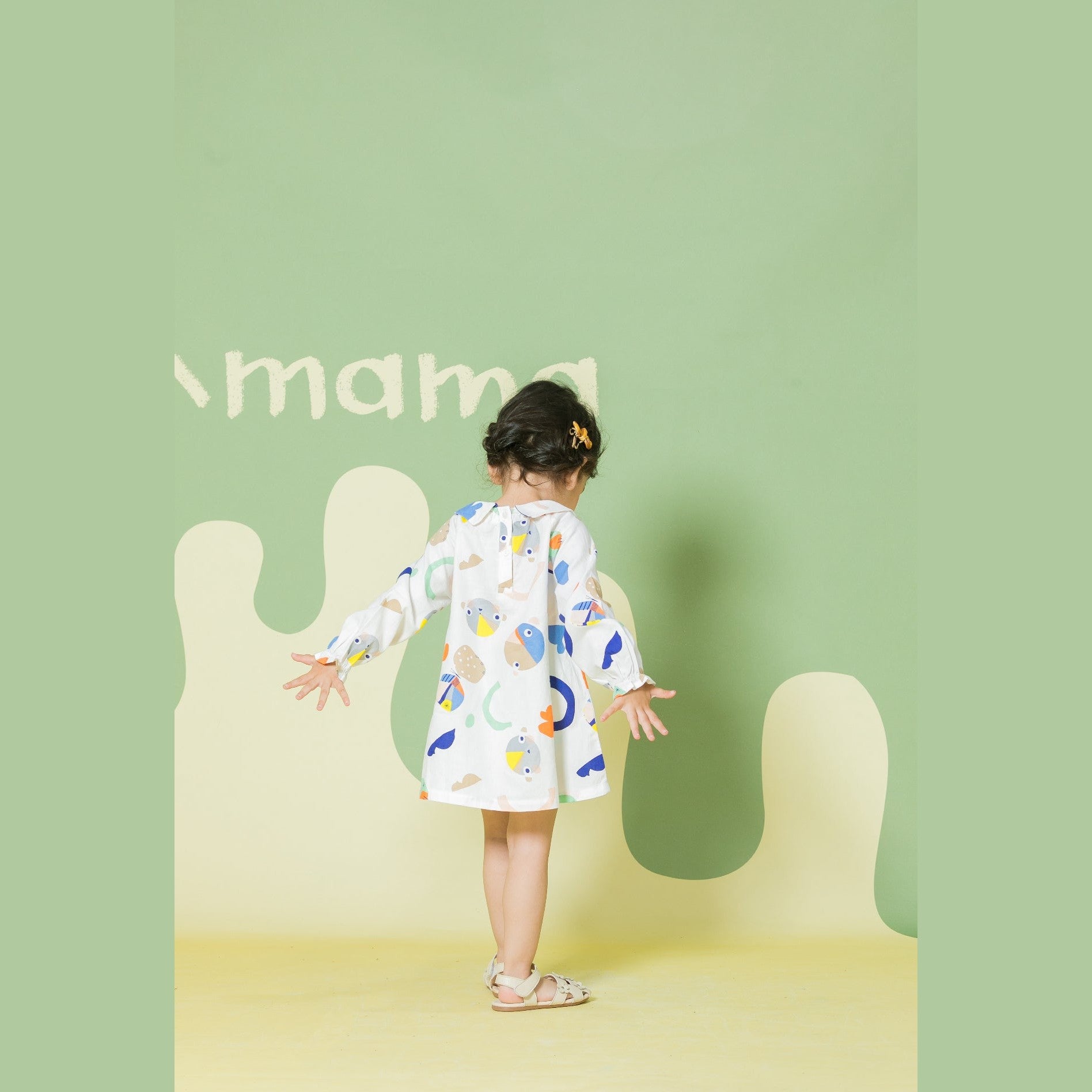 Aimama Abstract Print White Dress