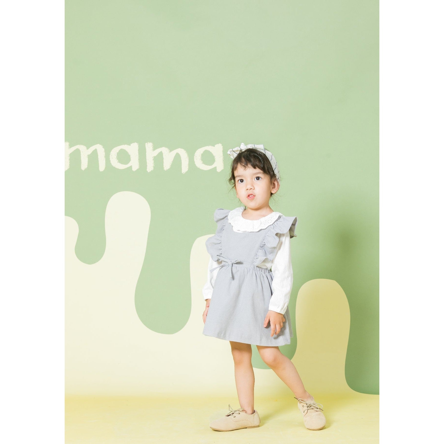 Aimama Corduroy Ruffle Sleeve Dress