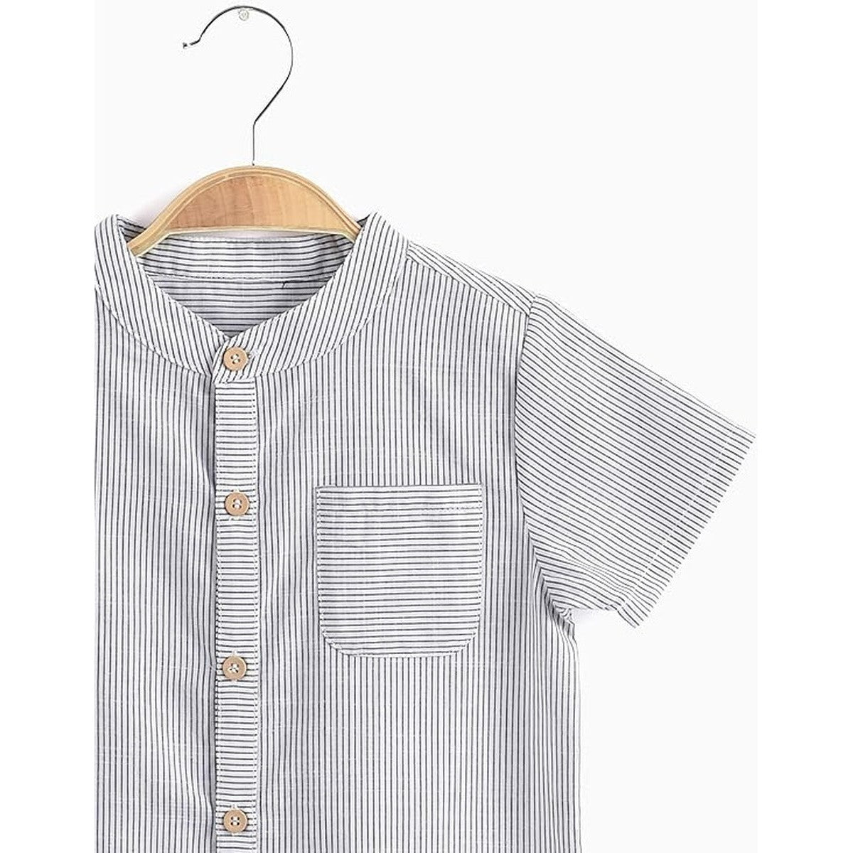 Aimama Gray Striped Short Sleeve