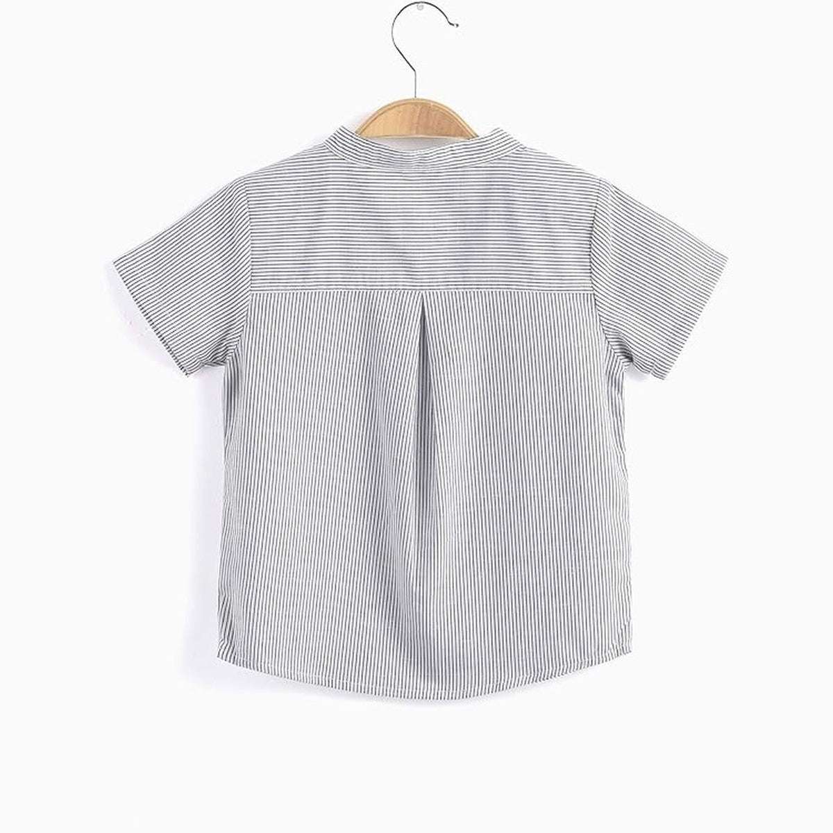 Aimama Gray Striped Short Sleeve