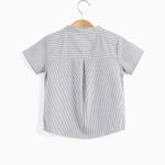 Aimama Gray Striped Short Sleeve