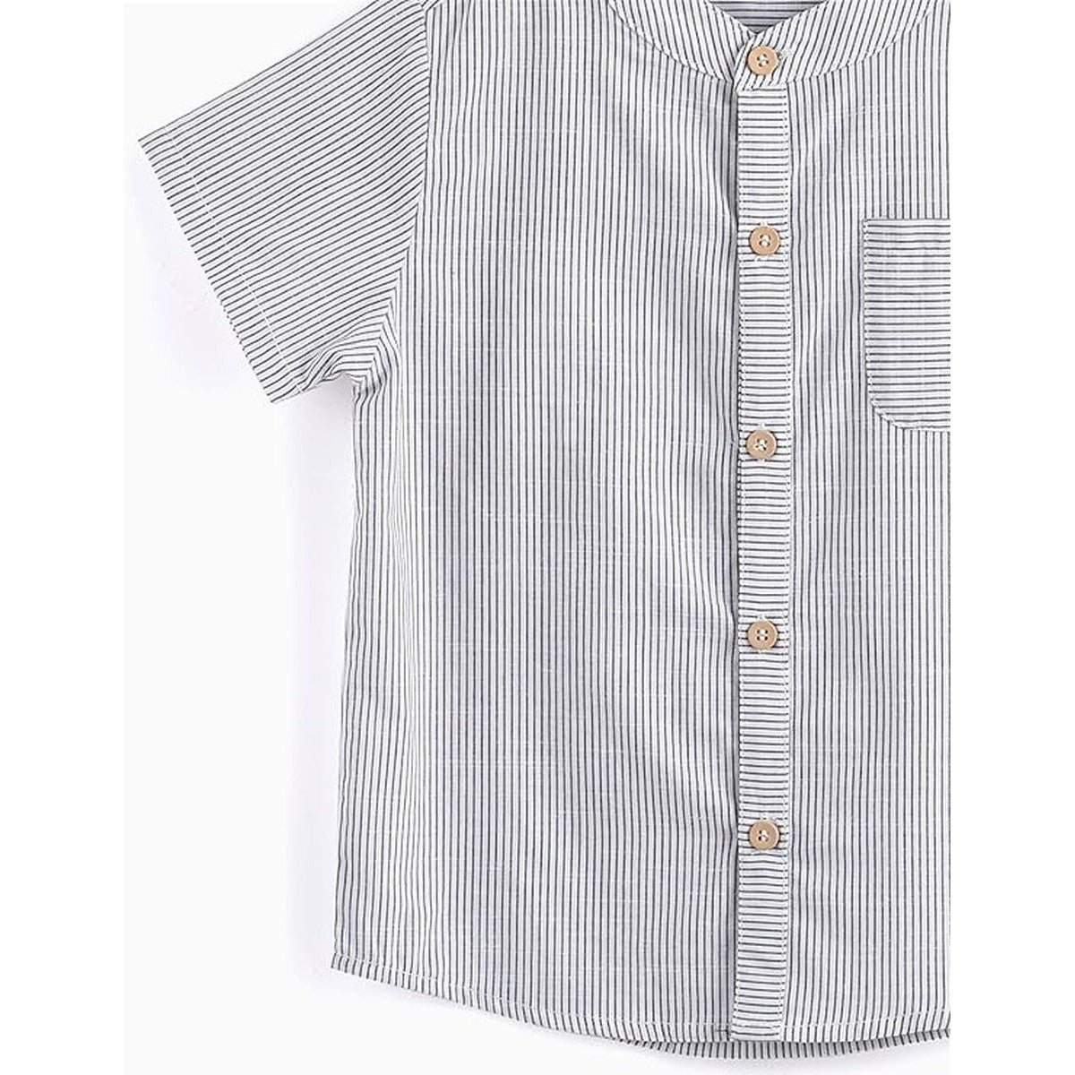 Aimama Gray Striped Short Sleeve