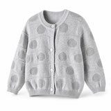 Aimama Grey Circle Print Cardigan, three quarter view