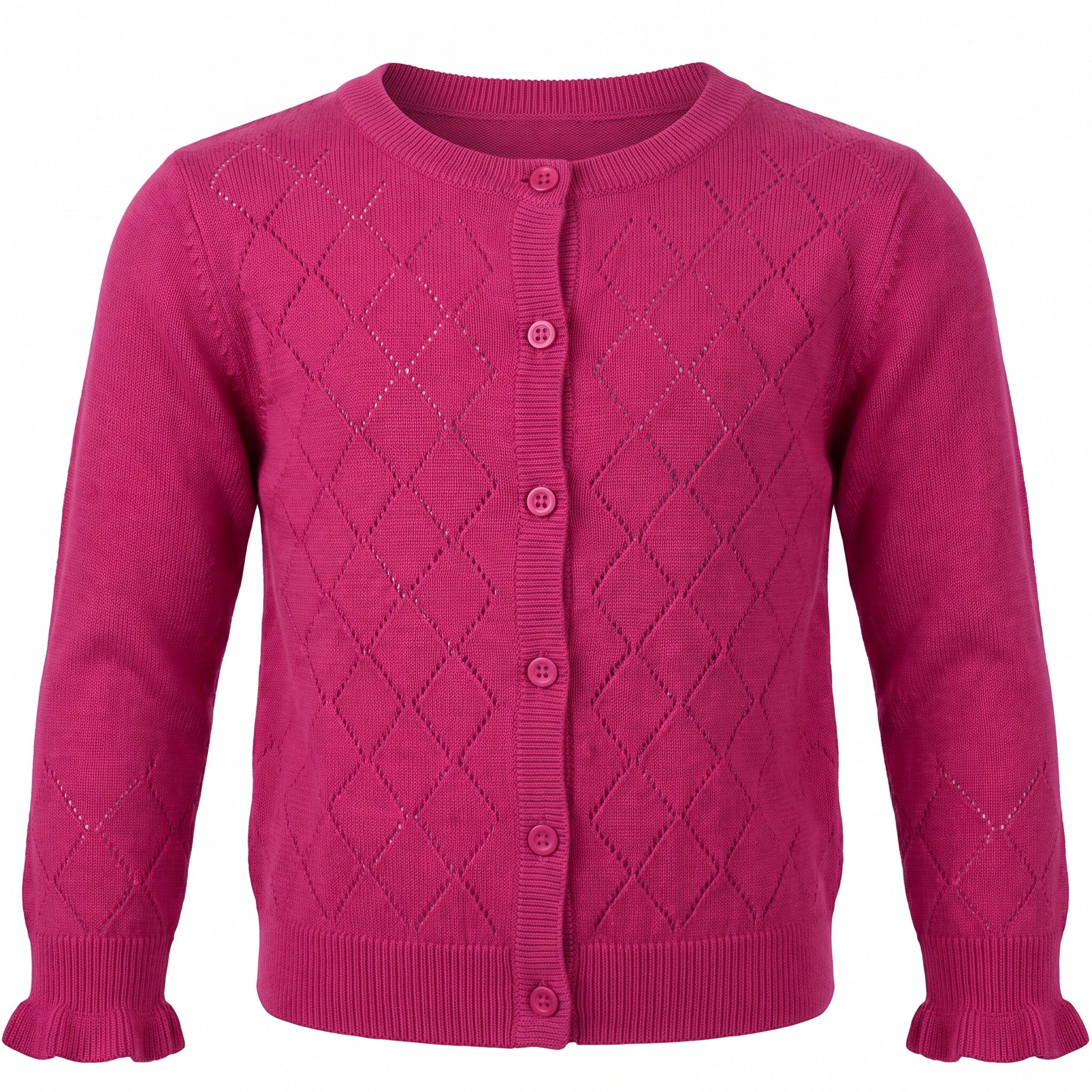 Aimama Knitted Button-Down Cardigan, Fuchsia