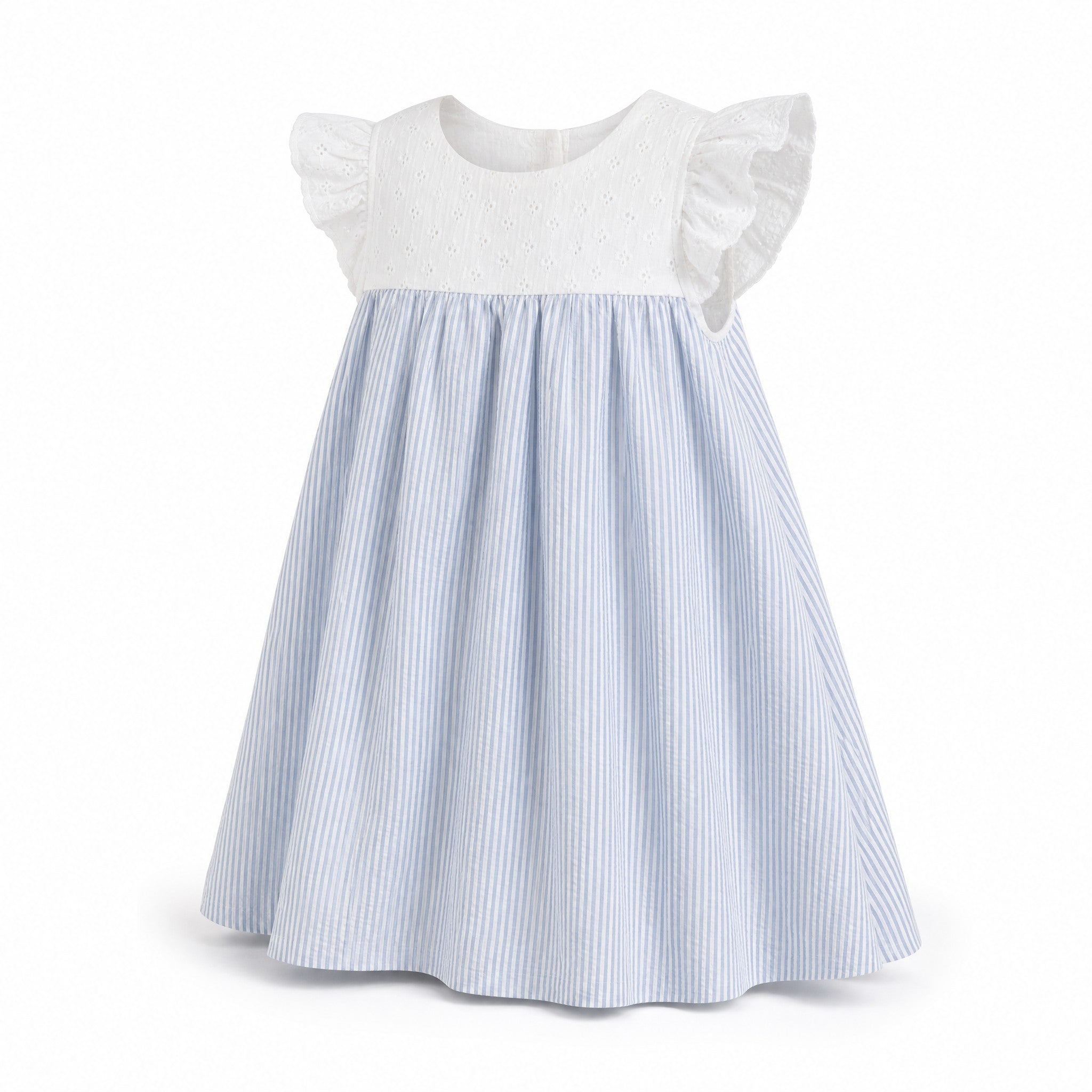 Aimama Ruffle Sleeve Striped Dress, three quarter view