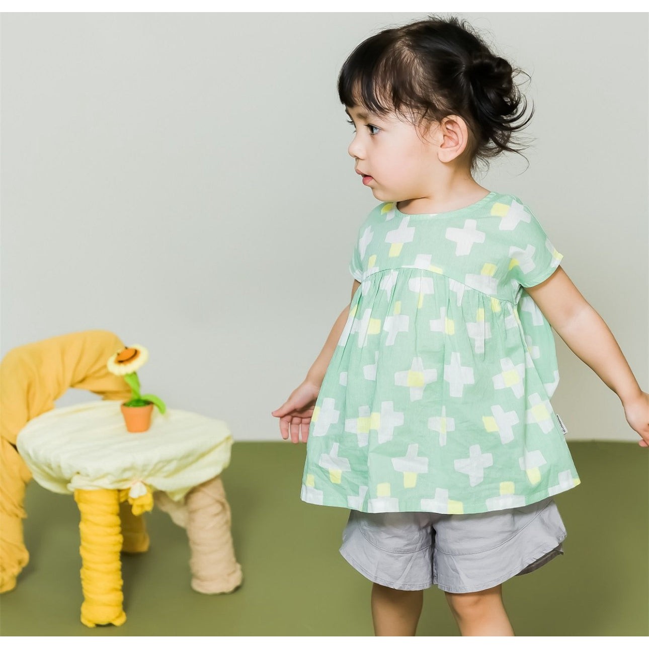 Aimama Green "Crosses Print" Blouse