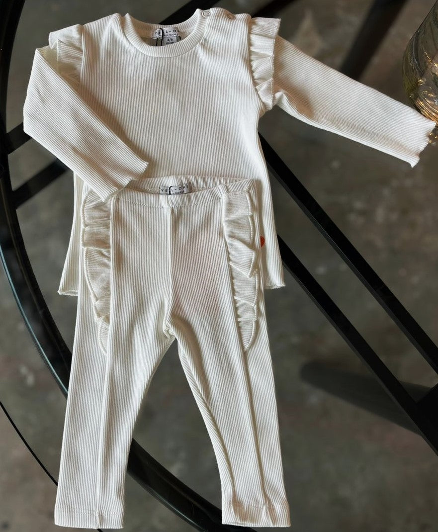 Ribbed Frilled Long Sleeve & Leggings Set | YELLO-OH