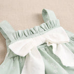 Green Baby Girl's Dress with Flowers with Bow and Panties: 12 Months / light green - CapuletKids