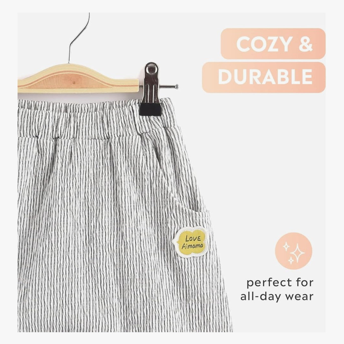 Aimama Grey Striped Harem Shorts