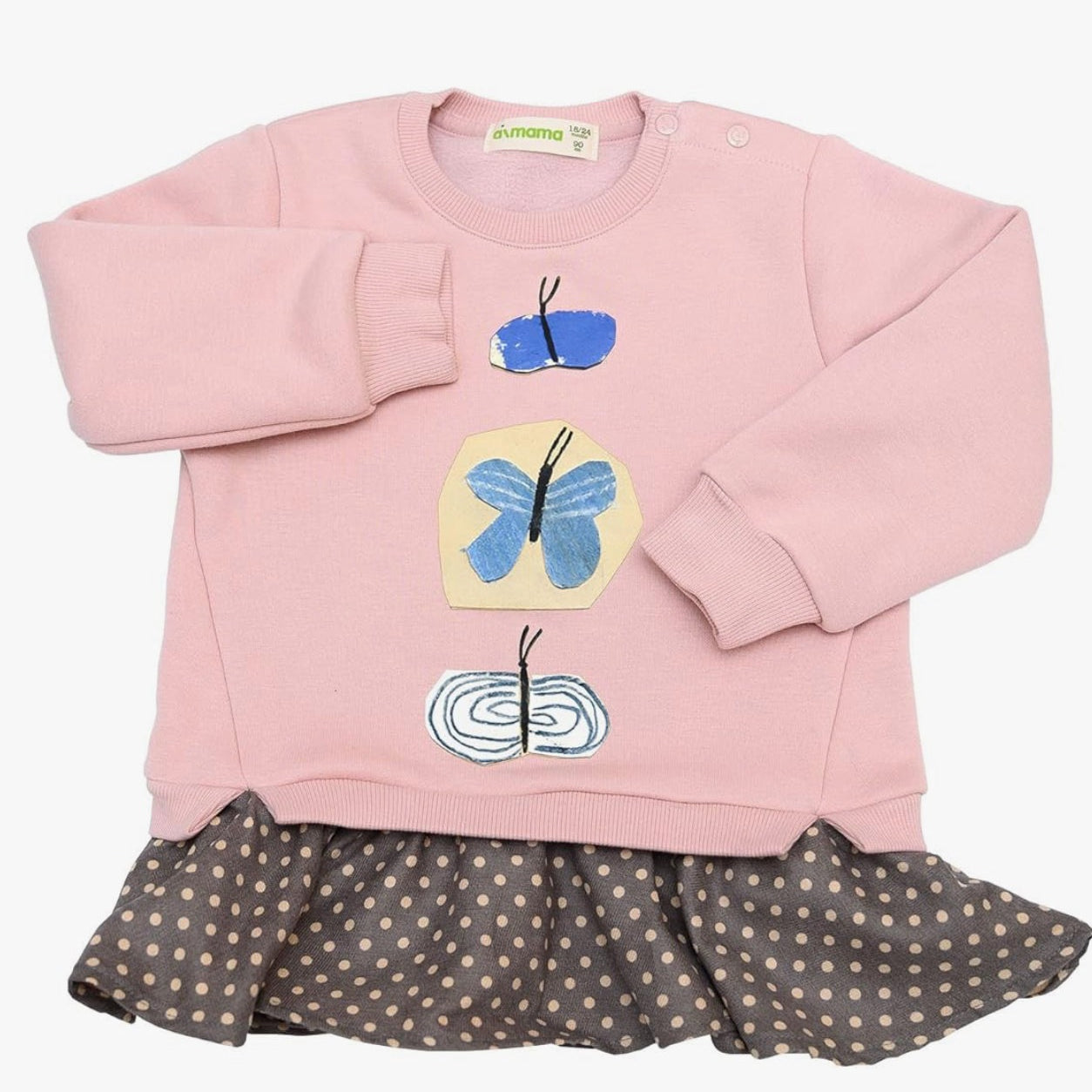 Pink Frilled Butterfly Sweatshirt | AIMAMA - CapuletKids