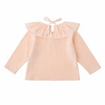 Tocoto Vintage Baby Top with Voile Collar, Pink, back view