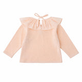 Tocoto Vintage Baby Top with Voile Collar, Pink, back view