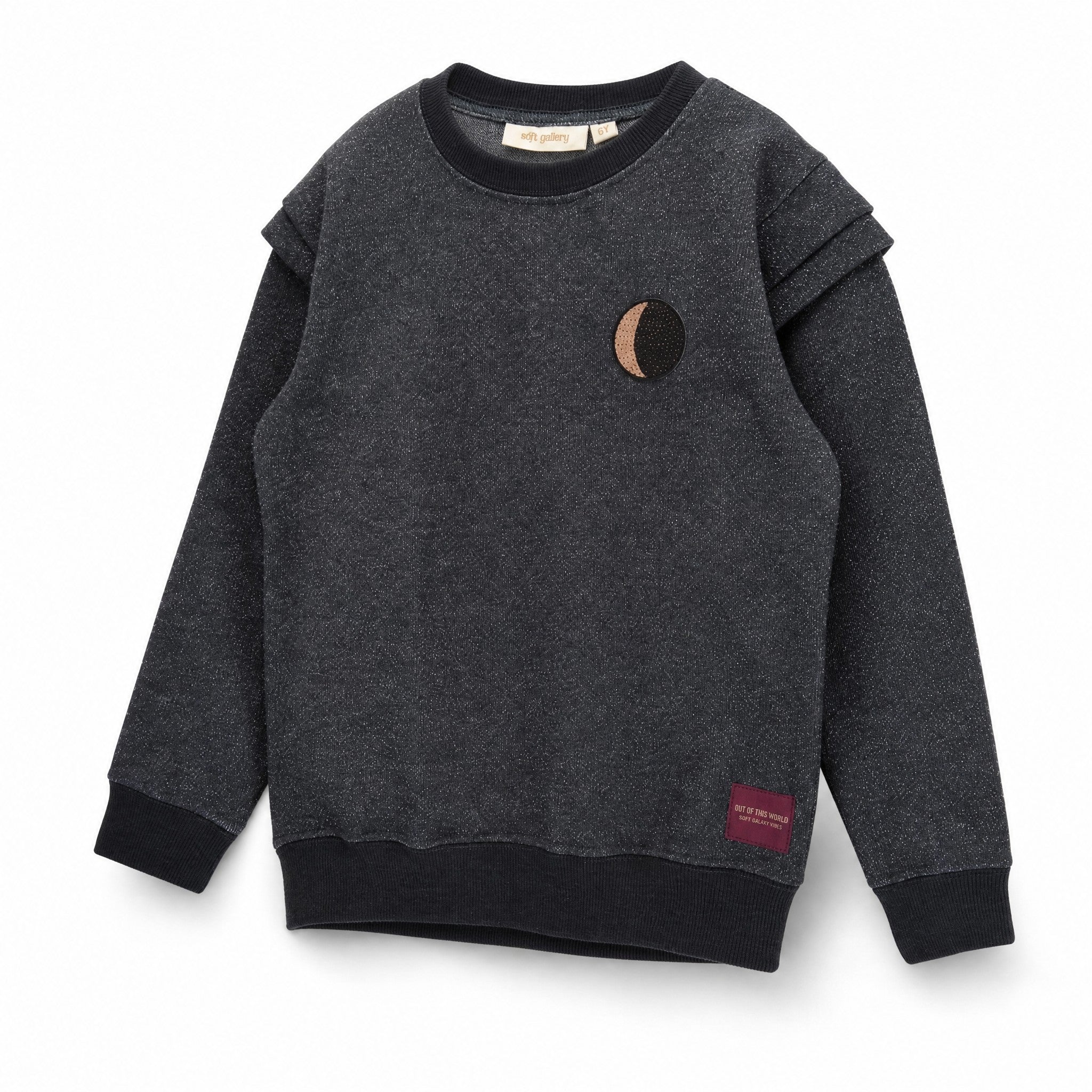 Soft Gallery Baptiste Sweatshirt with Lurex Shoulders, Phantom, three quarter view