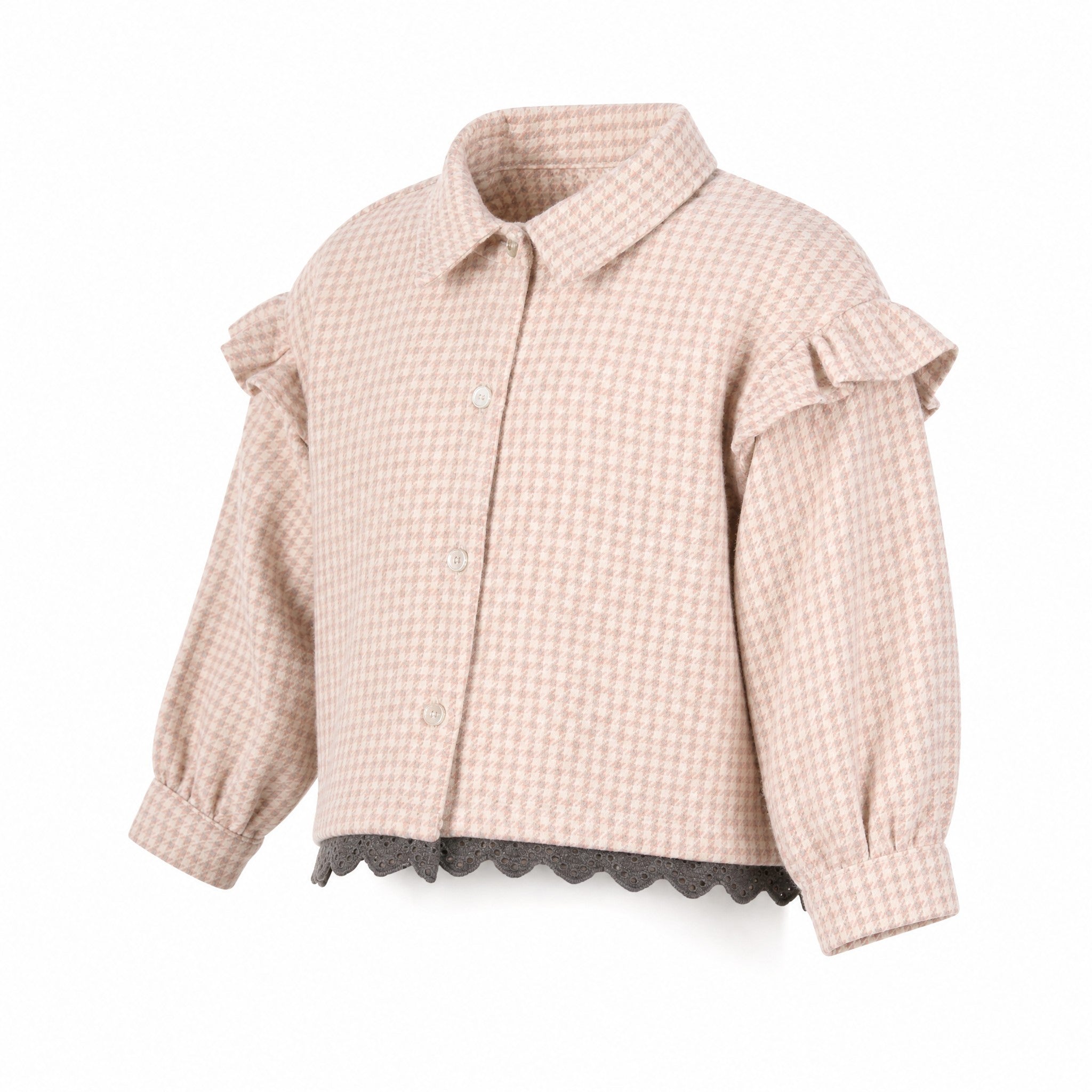 Bebe Sweeny Edna Houndstooth Flannel Overshirt, three quarter view