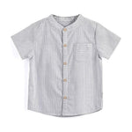 Aimama Gray Striped Short Sleeve
