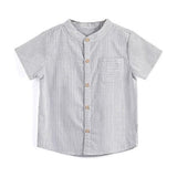 Aimama Gray Striped Short Sleeve