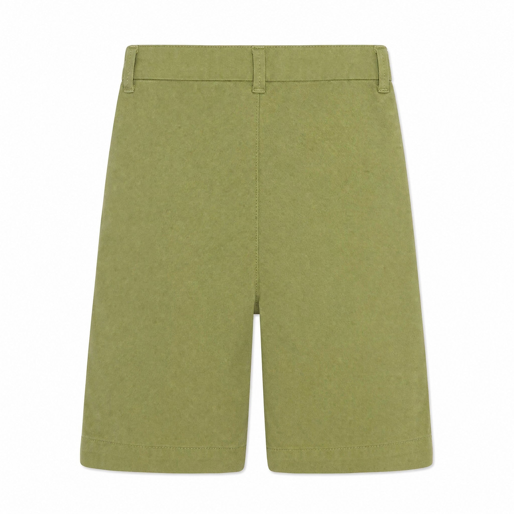 AO76 Boys Cotton Twill Chino Shorts - Army Green, back view