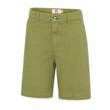 AO76 Boys Cotton Twill Chino Shorts - Army Green, three quarter view