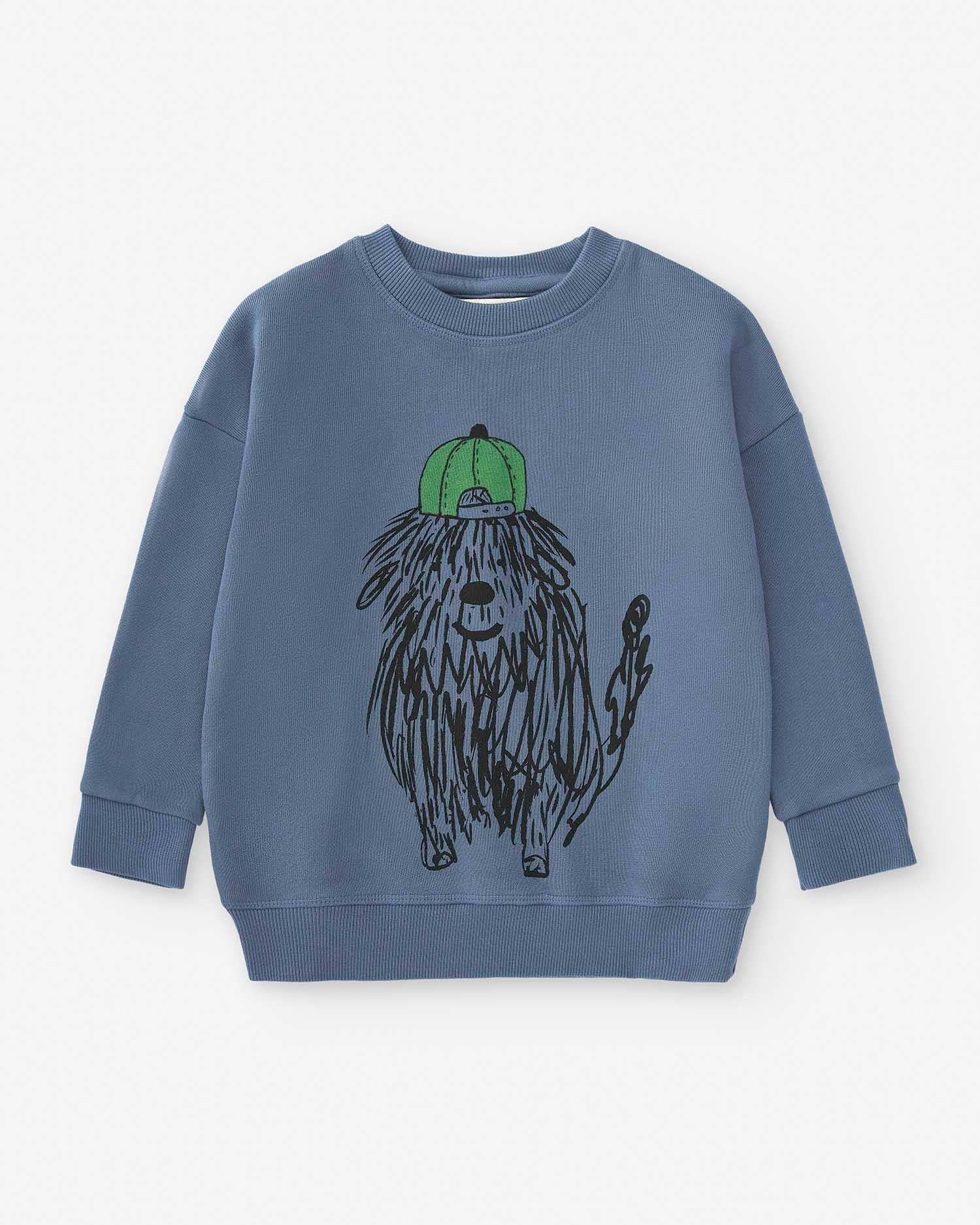 Child's organic cotton sweatshirt in washed gray with YEAH! print
