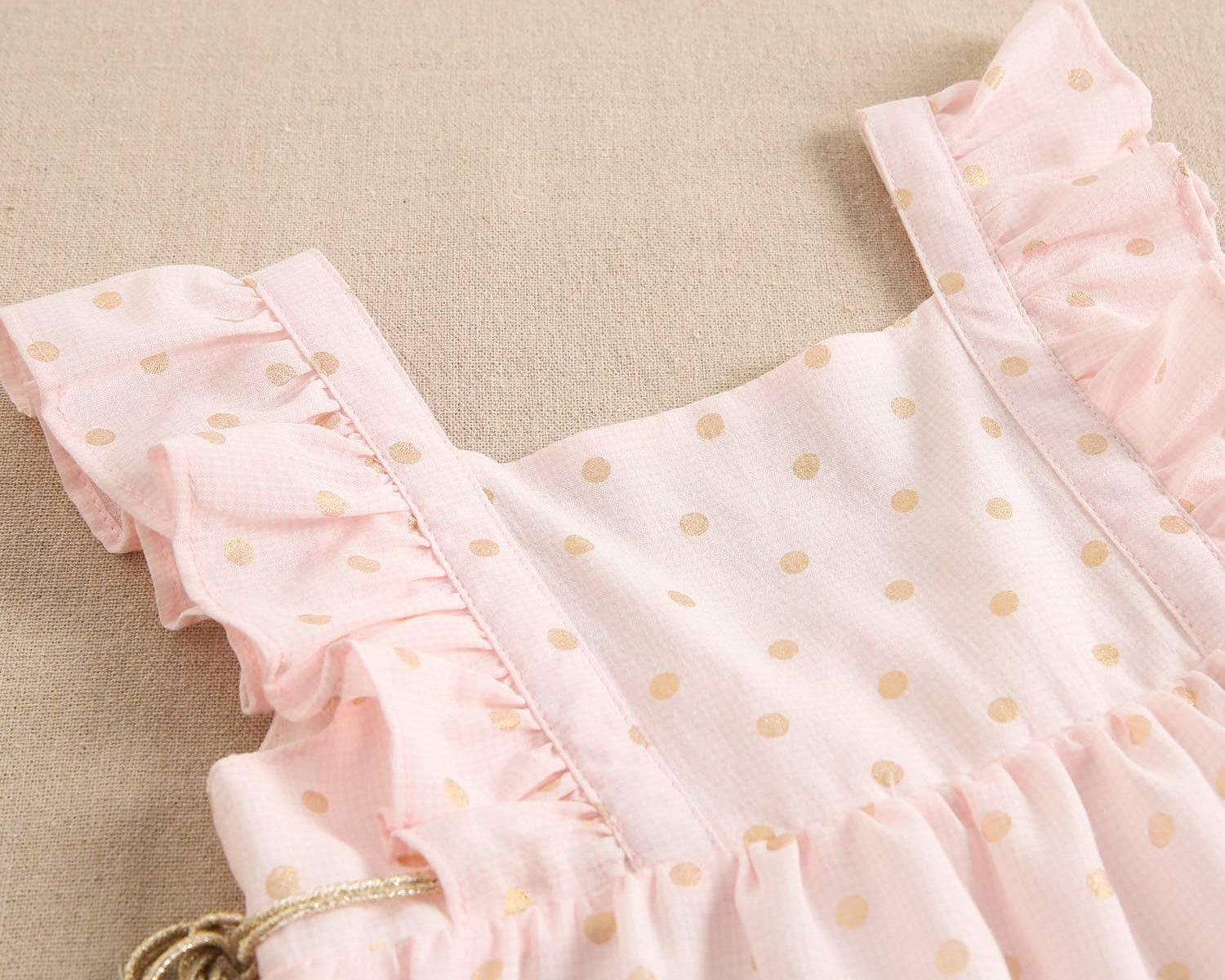 Pink Baby Girl's Dress with Ruffle and Polka Dots: Rose - CapuletKids