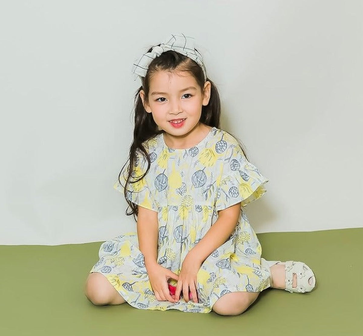 Yellow & Grey Nature Print Blouse | AIMAMA - CapuletKids