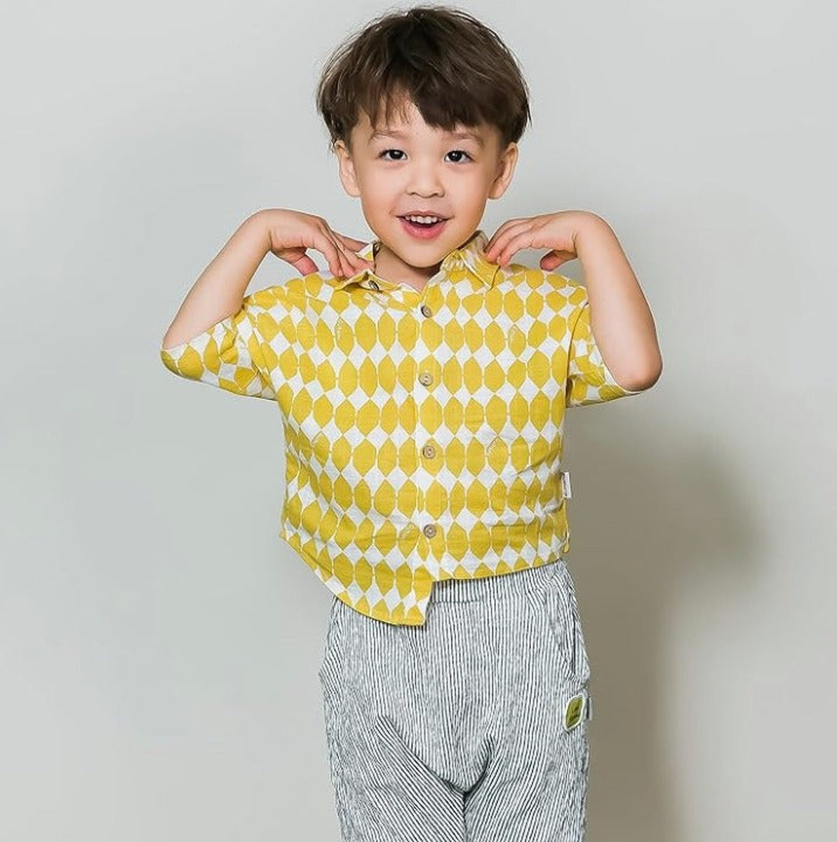 Yellow Collared Pentagon Tee | AIMAMA - CapuletKids