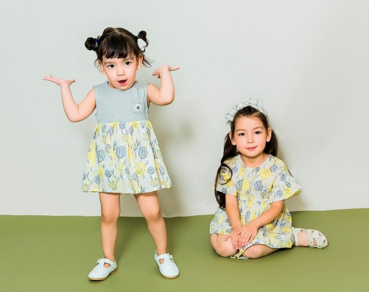 Yellow & Grey Nature Print Blouse | AIMAMA - CapuletKids