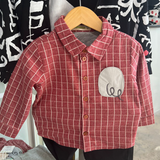 Long Sleeve Button Shirt Red Check