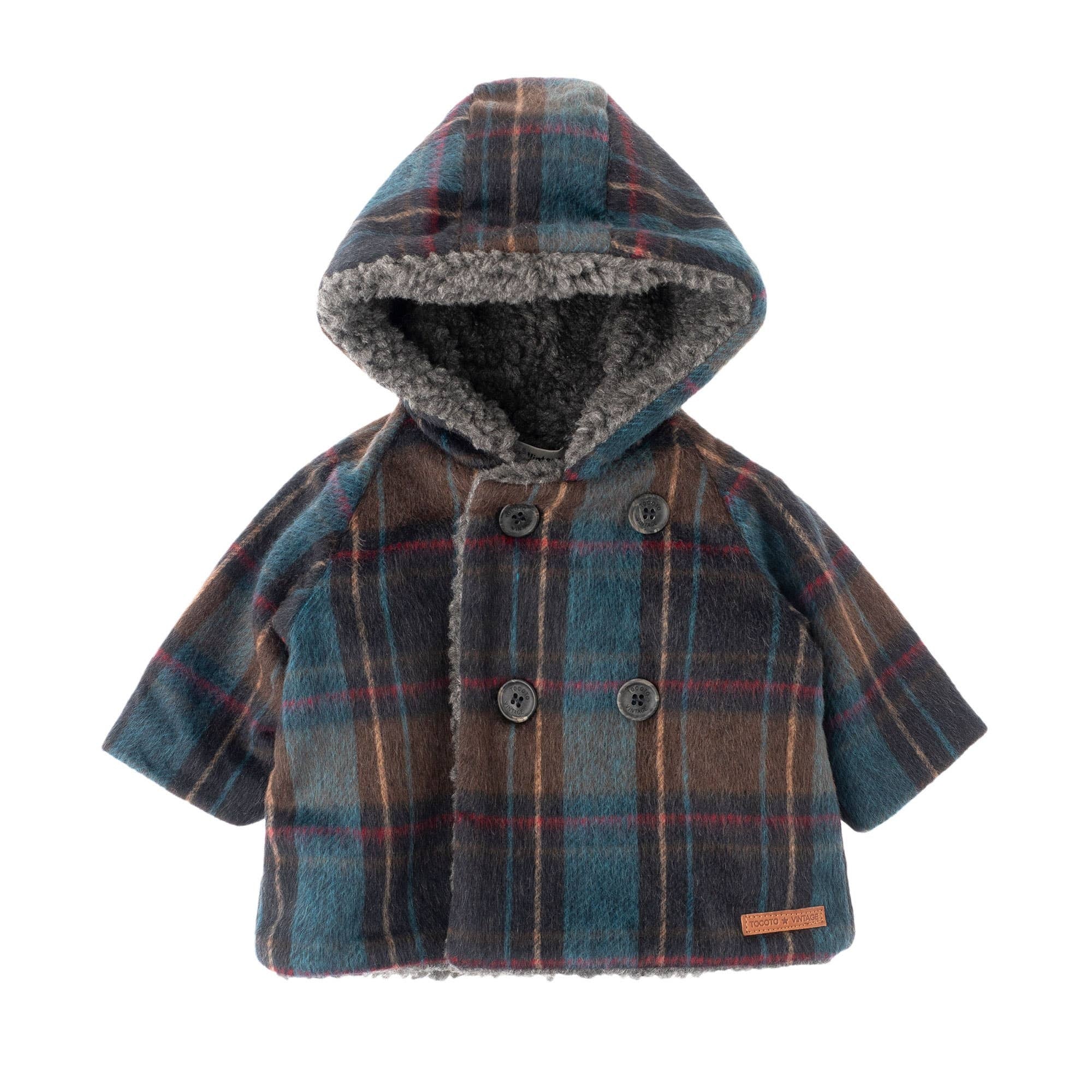 Check Coat With Furry Lining | TOCOTO VINTAGE - CapuletKids