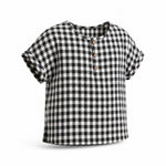 Aimama Checkered Black & White Shirt, three quarter view