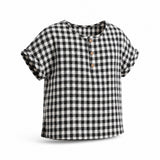 Aimama Checkered Black & White Shirt, three quarter view