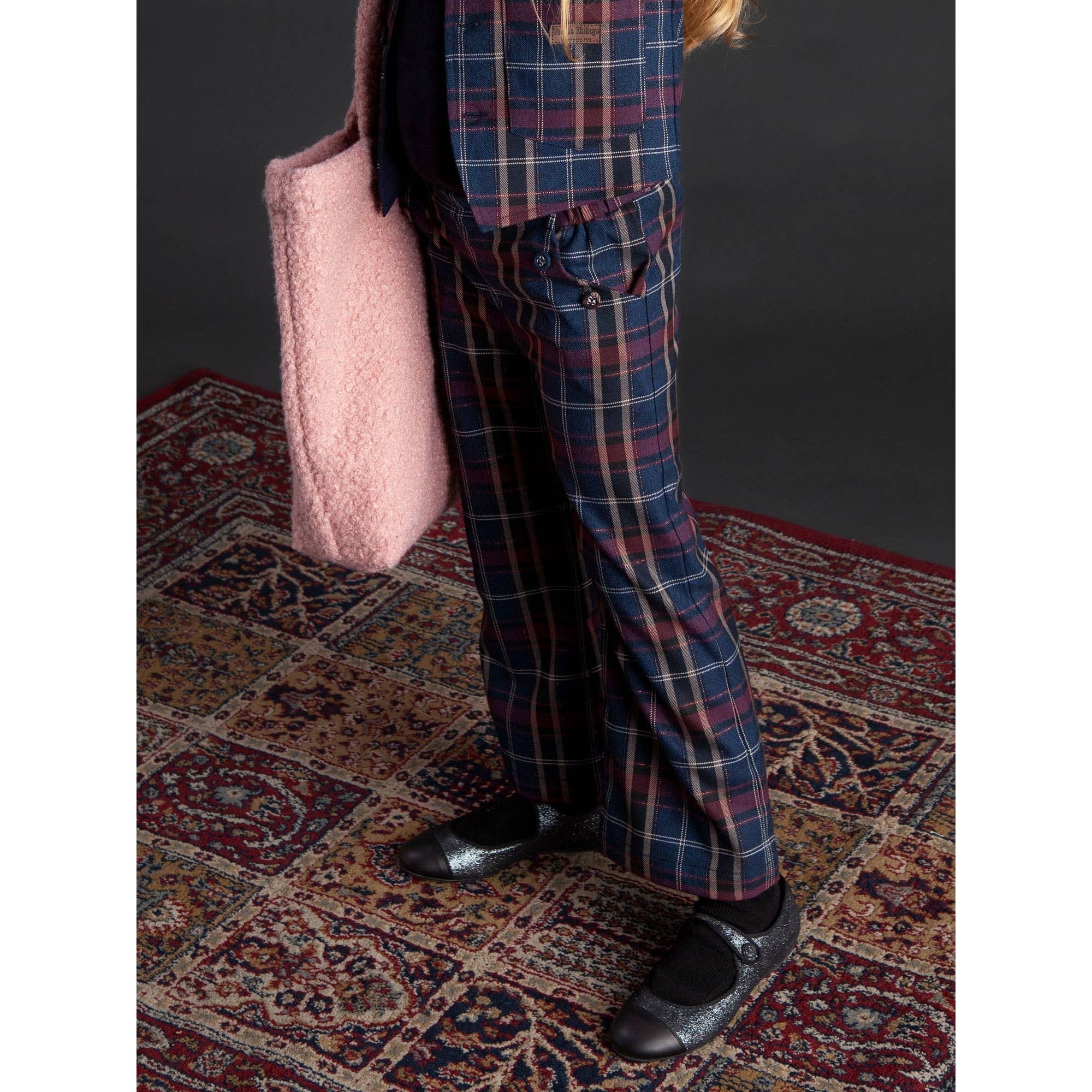 Tocoto Vintage Blue & Red Plaid Pants