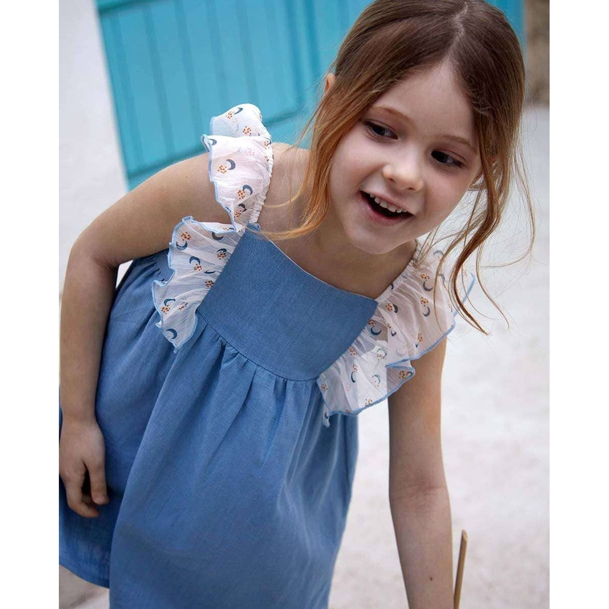 Dadati Chiffon Ruffles Linen Dress